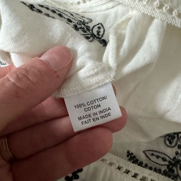 MISA Stella Ivory Black Embroidered Cotton Boho Gauze Blouse Top Women’s SIZE SM - Picture 10 of 10